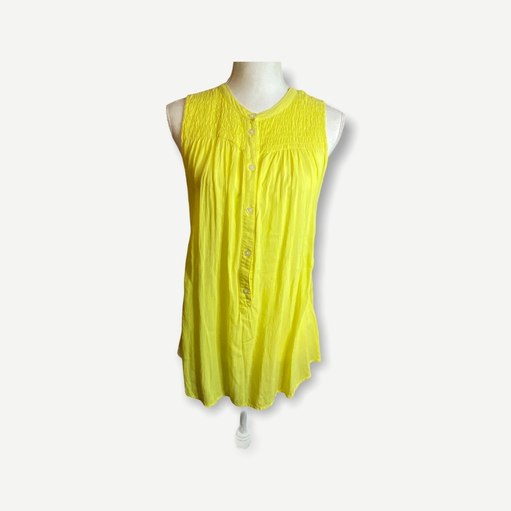 Holding Horses Anthropologie Yellow Sleeveless Button Up Blouse